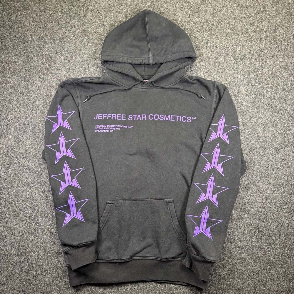 Jeffree Star Cosmetics 5 Year Anniversary Iconic Black Pullover Hoodie with Purp